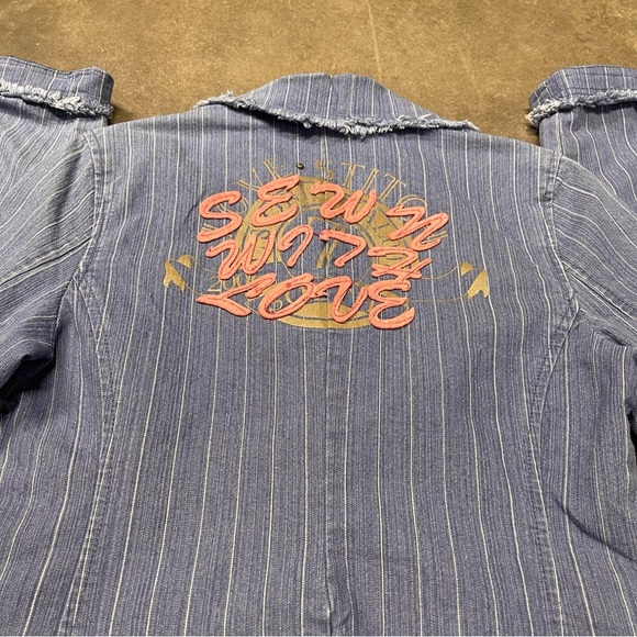Anthropologie Love Stitch 70’s Style Embroidered Boho Denim Jacket - Picture 6 of 9